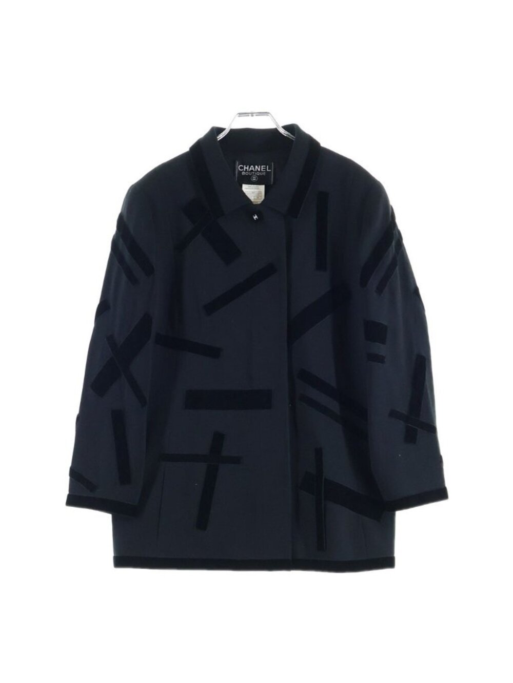 Chanel Vintage Velvet Tape Designed Jacket Designjacket Black